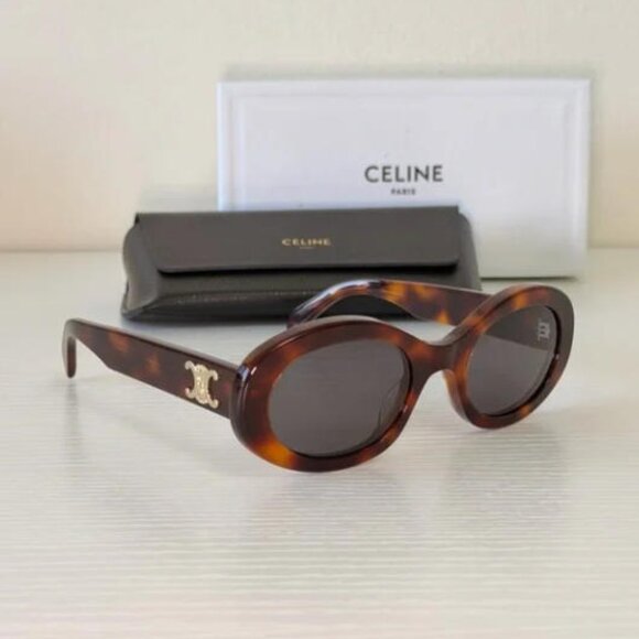Celine Accessories - New! Celine Brown Oval Triomphe Sunglasses, CL40194U 53A